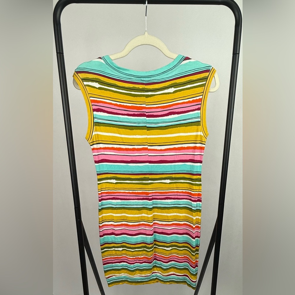 Trina Turk Stripe Bodycon Mini Dress Multicolor Sleeveless Stretch Size S USA - Picture 3 of 5